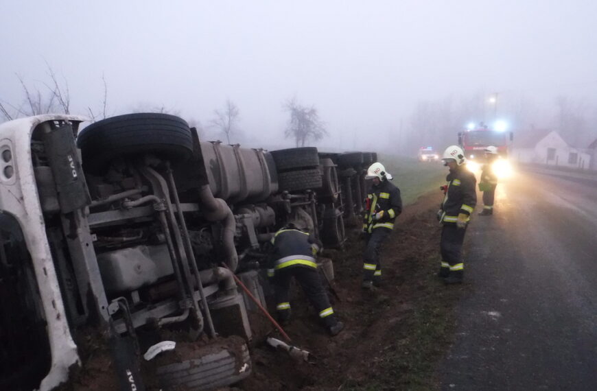 A kamion Görgetegnél tért le a 68-as főútról